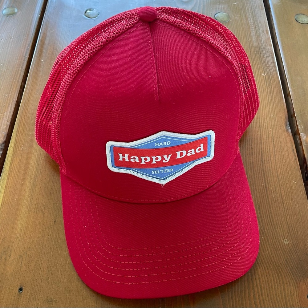 Happy Dad Hard Seltzer Red Mesh SnapBack Baseball Cap Trucker Hat